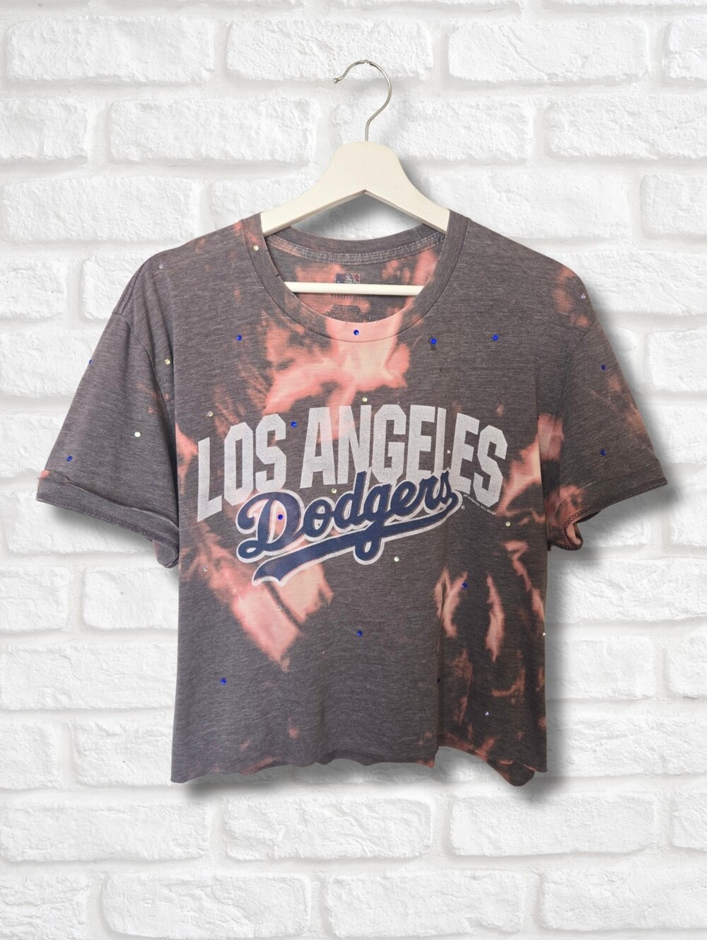 Los Angeles Dodgers Crop Top W/Rhinestones